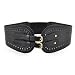 Double Buckle Wide Leather Corset Waist Belt - Black 