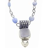 Chalcedony & White Topaz Beaded Pendant Necklace by Lori Bonn, 16