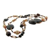 Eve's Addiction Layered Necklace with Wooden Beads- CLEARANCE- FINAL SALE