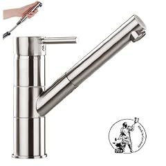 hochwertige Hochdruck Sp�ltischarmatur edelstahloptik matt mit �kosparkartusche Temperaturbegrenzer und ausziehbare Brause Schwenkauslauf Armatur Wasserhahn Einhebelmischer K�che