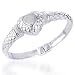 Sterling Silver Hard Bangle W/Laser Cut Heart Bracelet 7.5