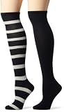 Jessica Simpson Women's 2 Pair Pack Stripe Knee High Socks, Eclipse, One Size