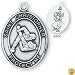 Sterling Silver Saint Christopher Mens-Boys Wrestling Medal and 24-inch Chain