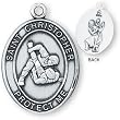 Sterling Silver Saint Christopher Mens-Boys Wrestling Medal and 24-inch Chain