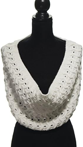 Crochet Chunky Knit Infinity Scarf for Women (White)