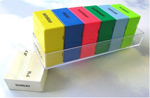7 Day Pill Box Organizer 2 Deep Compartments Clear Tray Made in the USA