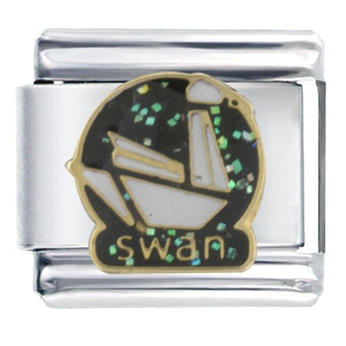 Paper Origami Swan Italian Charms Bracelet Link
