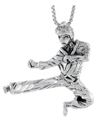 Sterling Silver Judo / Karate Pendant, 1 1/8 inch tall