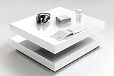 Couchtisch Quadro 75x75 Hochglanz Weiss Wohnzimmertisch drehbar