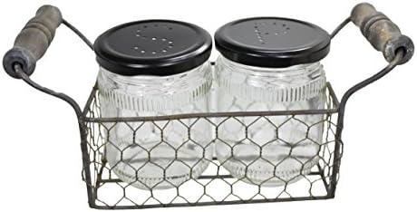 Salt & Pepper Jar Holders w/Chicken Wire Crate