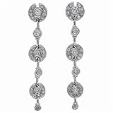 14kt White Gold Trendy Diamond Dangling Earrings