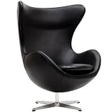 LexMod Arne Jacobson Style Egg Chair in Black Italian Leather LexMod Arne Jacobson Style Egg Chair in Black Italian Leather