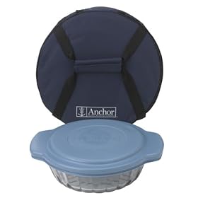 Click here to buy Anchor Hocking 3-Piece 2-Quart Sculpted Baking Dish with Slate Blue Plastic Lid and Blue... by Anchor Hocking.