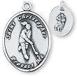 Sterling Silver Saint Christopher Ladies-Girls Field Hockey Medal and 18-inch Chain