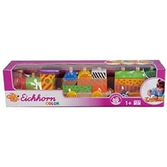 Eichhorn 100002223 - Color Holzzug, 20-tlg., inklusive 17 Bausteinen, 41 cm