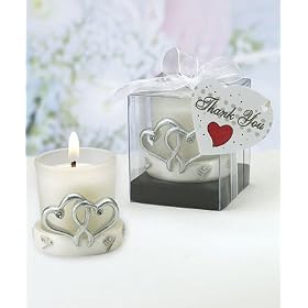 Interlocking silver heart design candleholders (Set of 72)