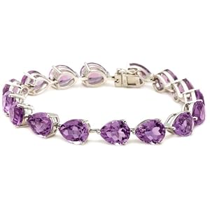 Sterling Silver Amethyst Pear-Shaped Bracelet, 7.25 by