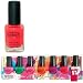 Contains various neon shade colors # 01-Pink Lust, # 07-Power Play, # 09-Wild Child, #15-On Fire, #10-Lazer Pink, # 17-Orange Revenge Free Color Enhancing Top Coat Included