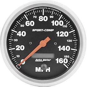 Auto Meter 3989 Sport-Comp 5" 160 mph Electric Programmable In-Dash Speedometer