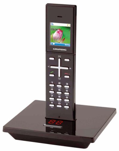 Grundig Illion A1 schnurloses DECT-Telefon mit Anrufbeantworter, Farbdisplay, SMS-Funktion und polyphonen Klingeltönen schwarz