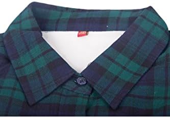 Worronland Womens Winter Cashmere Thermal Plaid Thicken Flannel Shirts Blue XL