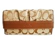 Coach Soho Signature Pleated Slim Envelope Wallet Khaki/Brown 42818