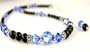 September Sapphire Beaded Swarovski Crystal Black Pearl Birthstone Necklace in Sterling Silver