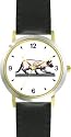 Siamese Cat - WATCHBUDDY&reg; DELUXE TWO-TONE THEME WATCH - Arabic Numbers - Black Leather Strap-Size-Large ( Men's Size or Jumbo Women's Size )