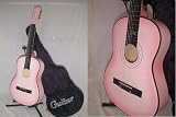 Austin Bazaar 38 Pink Guitar with Carrying Bag And Accessories