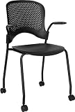 Black Stacking Side Chair with Casters [RUT-208-2K-BK-CAS-GG]