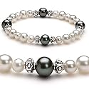 PearlsOnly Lola Black and White 6-9mm AA Freshwater Pearl Bracelet