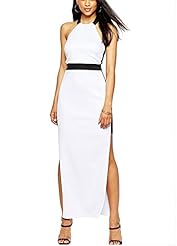 Sexy Slit Open-Back Halter Sleeveless Polyester/Spandex  Dress