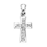 14K White Gold 1/4 ct. Diamond Cross Pendant with Chain