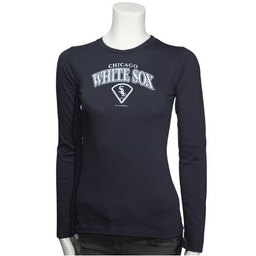 Chicago White Sox Black Ladies Arch Logo Diamond Long Sleeve T-shirt