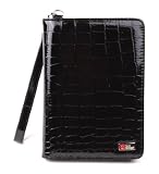 Produkt-Bild: DURAGADGET`s hochwertige schwarze Kunstleder H&uuml;lle in Krokodilleder Optik f&uuml;r den neuen Amazon Kindle (2011) mit eingebautem LED Licht