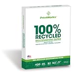 Printworks 100 Percent Recycled Multipurpose Paper, 20 Pound, 92 Bright, 400 sheets, 8.5 x 11 Inches (00018)