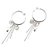 Image of Fossil Silver JF12637 Ladies Hoops with Drop Chains Earrings