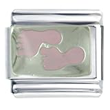Footprints Pink Italian Charms - B0001WIF5E