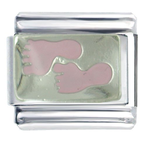 Footprints Pink Italian Charms Bracelet Link