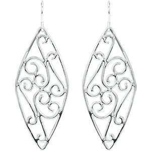 Genuine IceCarats Designer Jewelry Gift Sterling Silver Fashion Dangle Earrings. 55X20 Mm Fashion Dangel Earrings Pair Fashion Dangle Earrings In Sterling Silver