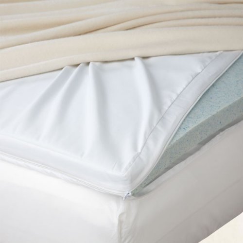 Temperature Regulating Memory Foam Topper ( King, Blue/White )