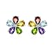 Multicolor Flower Design Earrings in Sterling Silver Multicolor Flower Design Earrings in Sterling Silver