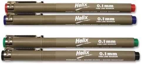 Wholesale CASE of 15 - Helix Disposable Technical Drawing Pens-Technical Drawing Pens, Disposable, .1mm, 4/PK, Ast