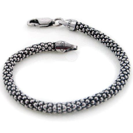 5mm Sterling Silver Antiqued Oxidized Snakeskin Chain Bracelet 8"