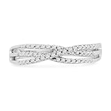 Platinum Plated Sterling Silver Round Diamond Twisted Fashion Ring (1/6 cttw)