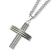 Brushed Stainless Steel Cross Necklace on 24 Inch Curb Chain