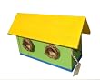 Funky Randy Birdhouse 16" Bird Double Holed Apartment House Green, Yellow, Blue Free Standing R-104