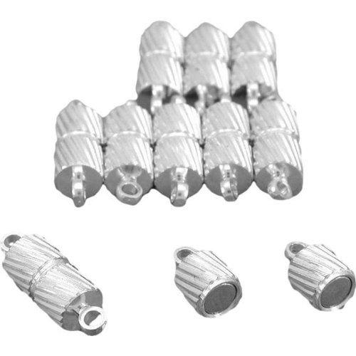 10 Silver Plated Magnetic Barrel Clasps Jewelry 15mm