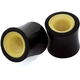 Pair 0 Gauge (8mm) Horn & Crocodile Wood Flesh Tunnel Plugs Organic Body Jewelry