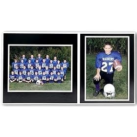 Team/Player 10x8/5x7 MEMORY MATES Black cardstock double photo frame / white border sold in 10's - 5x7